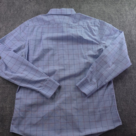 Charles Tyrwhitt Dress Shirt 16.5 36 Non Iron Slim Fit Blue Check Point Collar - Picture 7 of 10